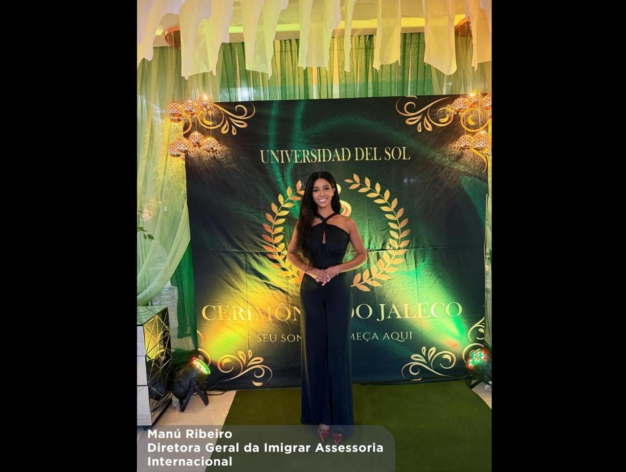 Manú Ribeiro, diretora geral da Imigrar, na Cerimônia do Jaleco da Universidad del Sol