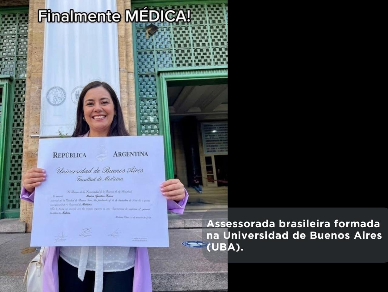 Assessorada brasileira formada em Medicina na Universidad de Buenos Aires (UBA)