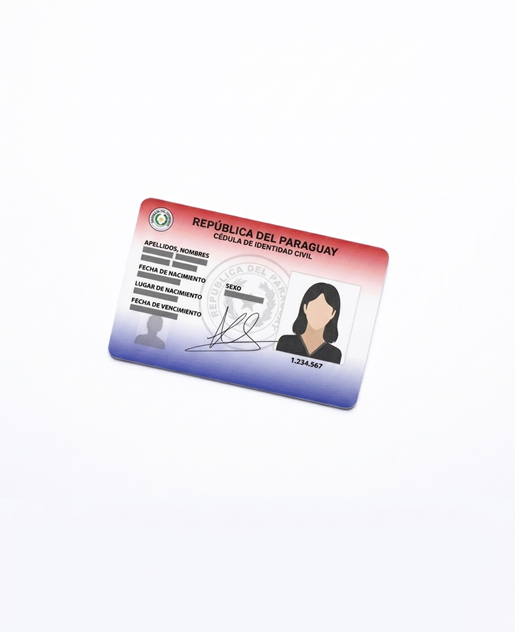 Exemplo de Cédula de Identidade Civil do Paraguai